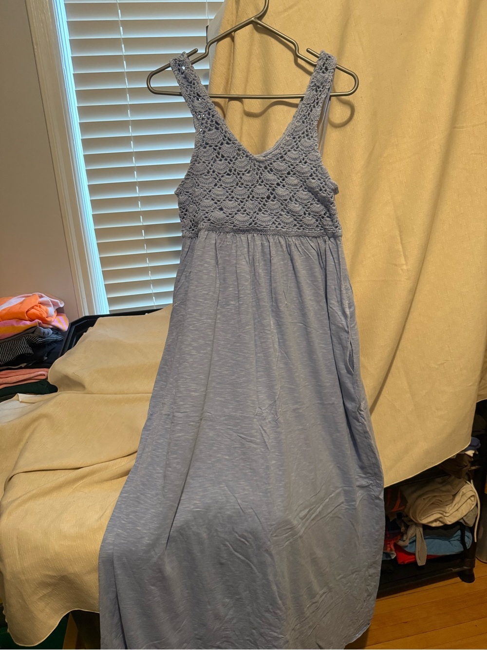 aerie Light Blue Maxi Dress with Crochet Bodice